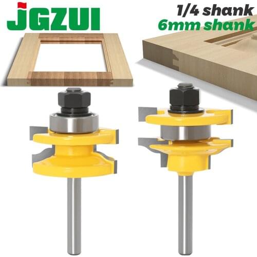 2pcs 6mm 1/4 Shank 6.35mm Stile & Rail Assembles-Bead Bit Round Over Door Knife Woodworking Tenon Cutter for Wood Tool