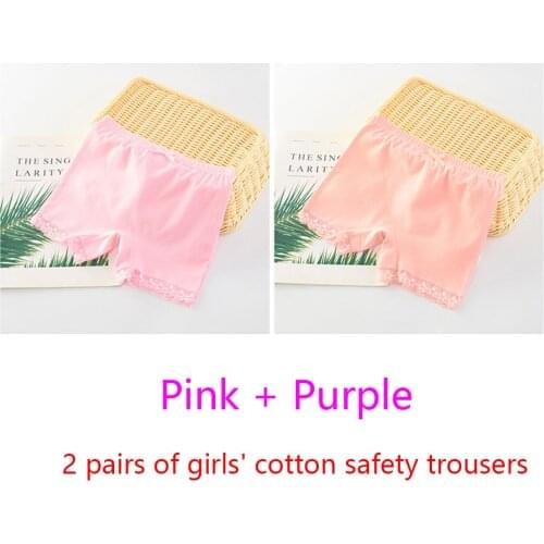 Girls Safety Panties Kids Cotton Underwear Childrens Briefs Cartoon Beach Short Solid color For 2-11 Years Old 2pcs Lot