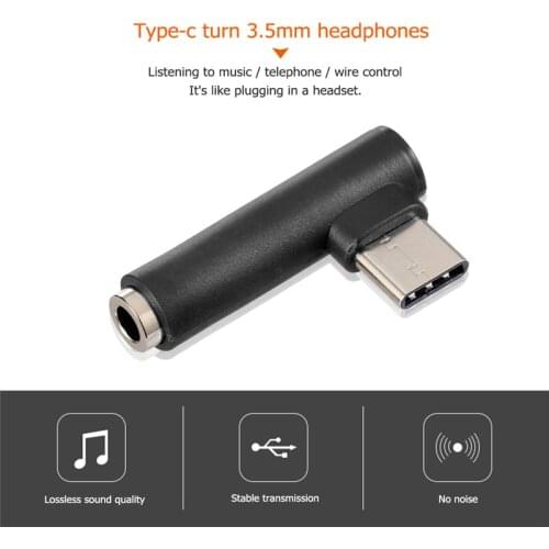 USB-C to 3.5mm Jack Earphone Headphone Adapter 90 Degree Type-C Male to 3.5mm Female Headset AUX Audio Cable Converter Connector