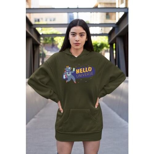 Angemiel Wear Hello Universe Green Dress Sweatshirt Tunik