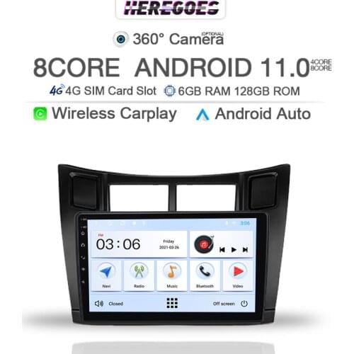 6GB+128G Carplay 10.1" Android 10.0 Car DVD Player For Toyota Toyota-y Yaris 2005 - 2012 Autoradio GPS WIFI Bluetooth RDS Radio