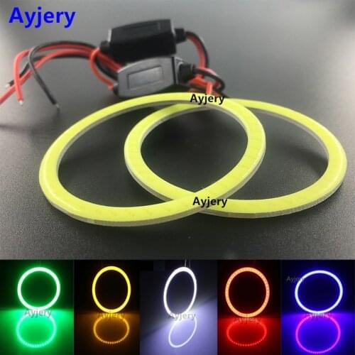 AYJERY 1pair Car Halo Ring COB 60MM 70MM 80MM 90MM 100MM 110MM 120MM 12V/24V DC White Red Blue Yellow Car Day Light Angel Eyes