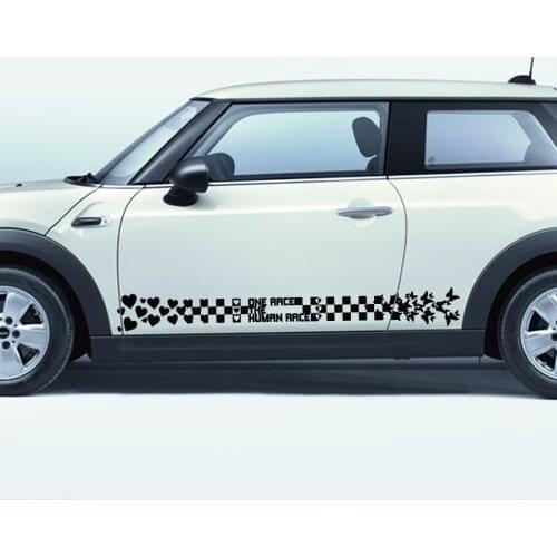 Free shipping flower love peace graphic vinyl stripe car sticker for john cooper works hatch or cluman or country man