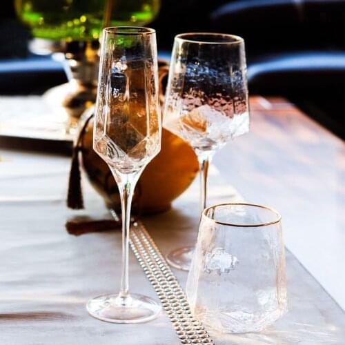 Diamond-shaped Phnom Penh Wine Glass cup lead-free Crystal Champagne Glass cup Personality Retro cup Wedding Bar Drinking
