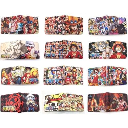 One Piece Men Wallets Cartoon Anime Leather Purse Students Teenager Short Wallet with Coin Pocket Drop Shipping