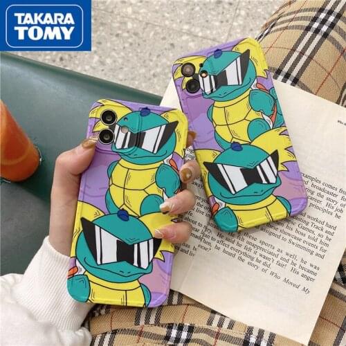 TAKARA TOMY Pokemon Jenny Turtle Shatterproof Phone Case for IPhone 6S/7/8P/X/XR/XS/XSMAX/11/12Pro/12min Phone Couple Case Cover