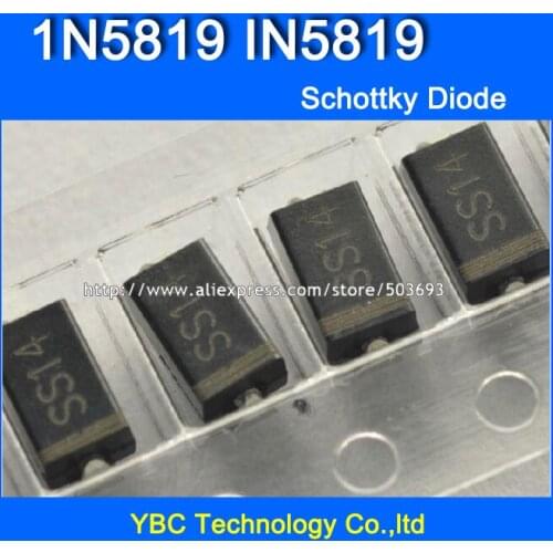 500pcs/lot 1A/40V 1N5819 IN5819 SS14 SMA SMD Schottky Diode