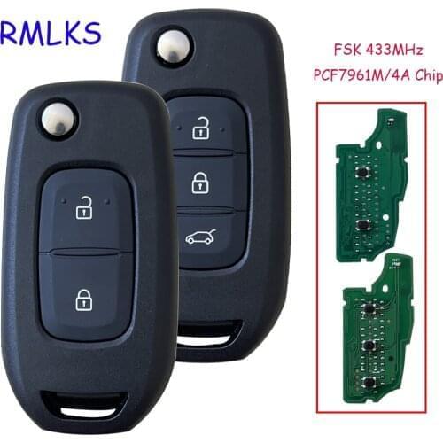 Flip Remote Car Key Fob FSK 433MHZ PCF7961 For Renault Kadjar Captur Symbol Megane 2 3 CWTWB1G767
