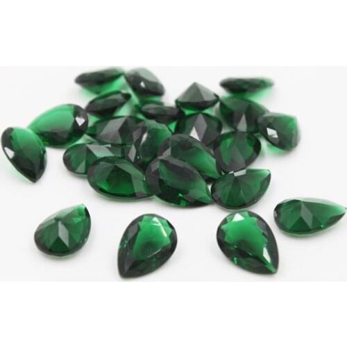 Good Quality Pear 3*4mm-13*18mm Dark Green Color Glass Gems Glass Beads Glass Stone Synthetic Glass
