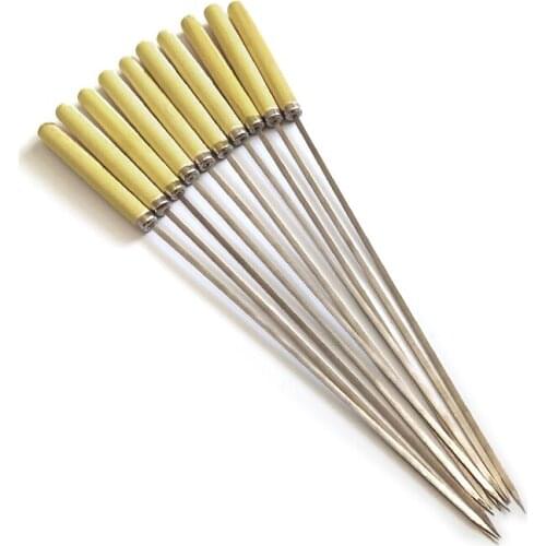 25/50 piece reusable flat stainless steel barbecue skewers barbecue needle sticks for outdoor camping picnic tools