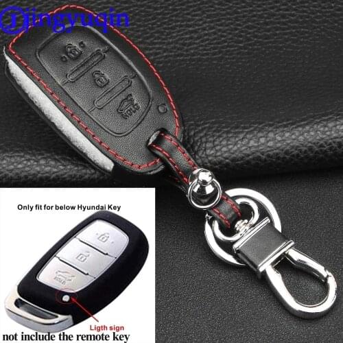 Jingyuqin 3 Buttons Remote Leather Car Key Case Cover For Hyundai Porter Grandeur HB20 Solaris IX25 ix35