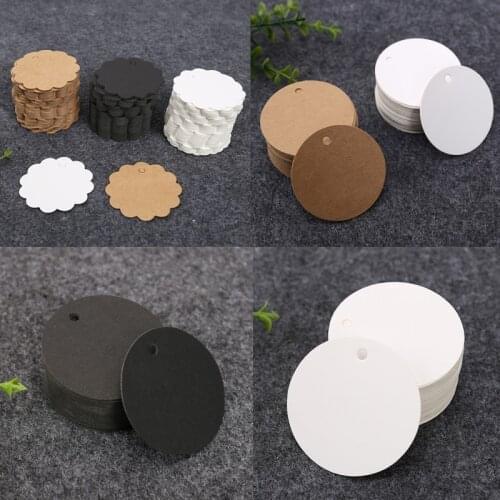 100pcs 5-6cm Round Tags Retro Kraft Paper Cards Baking Accessories Gift Bags Boxes Hang Tag Blank Packing Labels