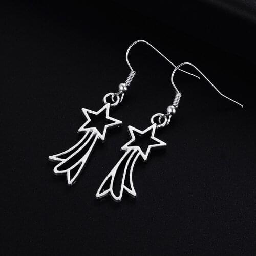 Trendy Vintage Tassels Shape Dangle Antique Silver Plated Earrings for Women Girl Retro Drop Earrings Cute Earring Jewelry