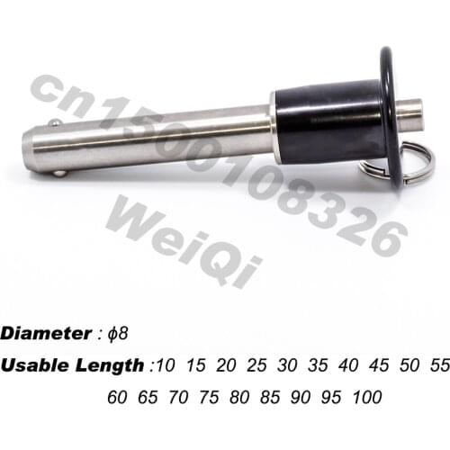 MARINE BALL LOCK PINS, quick release pins ,Button Handle (B), DIA 8,STOCK GRIP LENGTH10 15 20 25 30 35 45 50 55 60 70 80 90 100