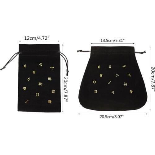Constellation Oracle Card Storage Bag Drawstring Jewelry Pouch Soft Flannel Bag