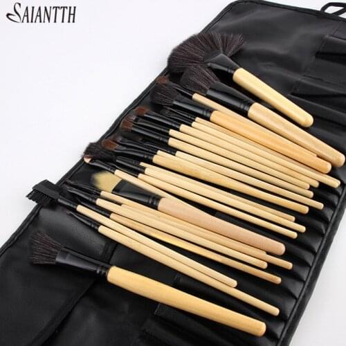 SAIANTTH 24pcs wood handle multifunctional makeup brushes set face eyes beauty tool foundation powder concealer kit