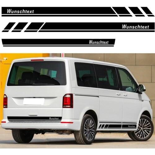 Car Door Side Decals Skirt3pcs Stripes Stickers For Volkswagen Wunschtext Transporter T4 T5 T6 DIY Auto Tuning Accessories