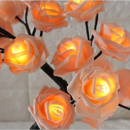 Rose Shaped Table Lamp Flower Rose Tree Decorative Light for Living Room Bedroom SCVD889