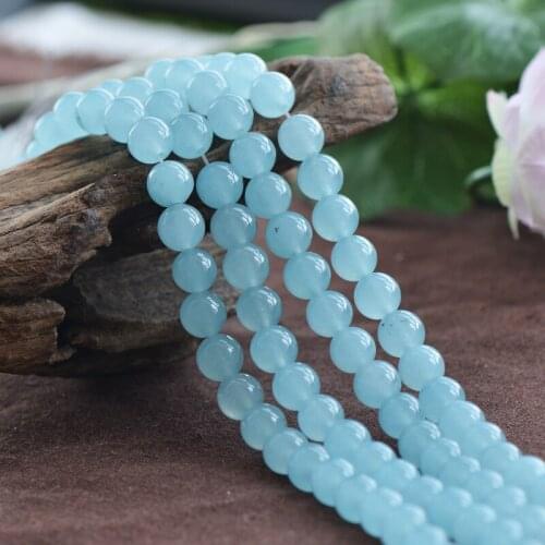 Joanlyn Grade A Natural Sky Blue Chalcedony Beads 6mm 8mm 10mm 12mm Smooth Polished Round 15 Inch Strand CY17