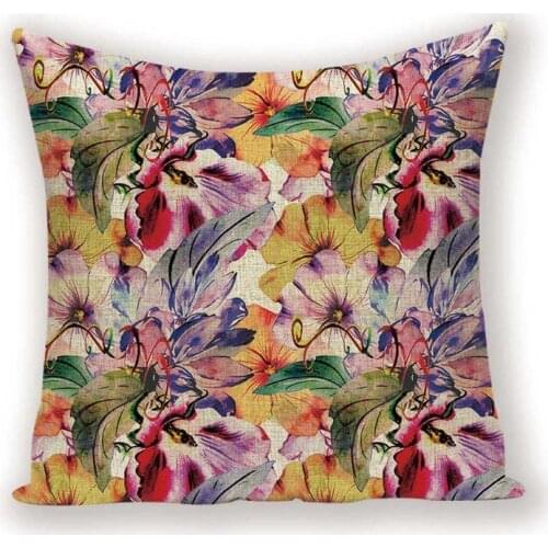 Spring Pillowcases Throw Pillow Covers Vintage Decorative Cushion Cover Flax Kissen Nordic Flower Home Decor Living Room Cushion