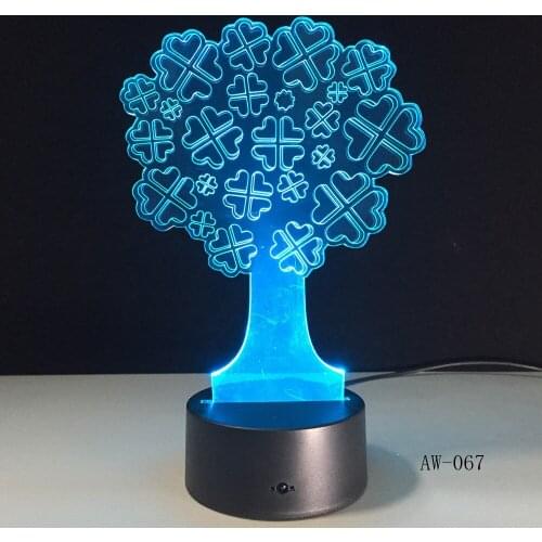 3D Visual 7 Color Nightlight USB Lucky Tree Lamparas Table Lamp Led For Kids Birthday Gift Bedside Baby Sleeping Decor AW-067