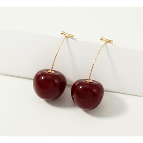 New Fashion 2019 Earrings for Women Girls Cute Resin Round Dangle Red Cherry Fruit Earrings Jewelry Gift