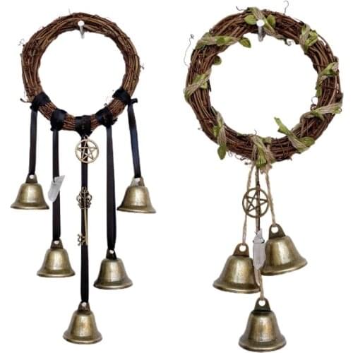 2021 New Witch Bells Magical Wind Chimes Banish Evil Crystal Quartz Hanging Pendant Decor