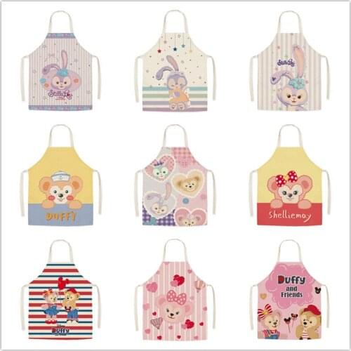 New Disney Star Delu Kitchen Apron Cartoon Child Adult Printed Sleeveless Cotton Linen Aprons for Men Women Home Cleaning Tools