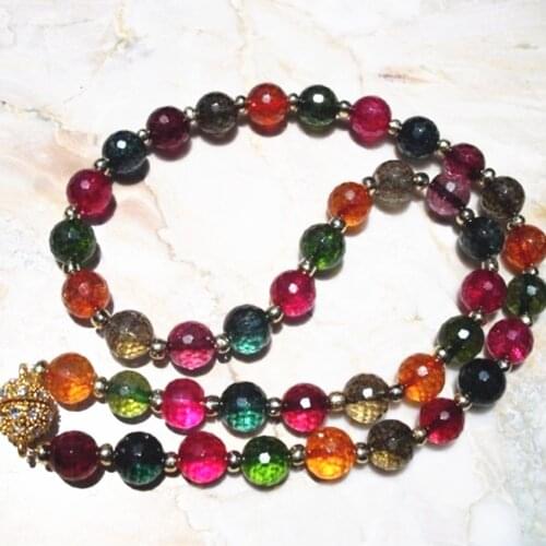 Wholesale price 8mm faceted round simulated tourmaline beads necklace elegant party pretty gifts hot sale jewelry 18inch MY5162