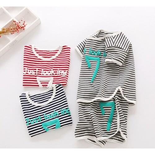 3 4 5 6 7 Years Kids Clothing Sets 2019 Summer Letter Striped Short Sleeve Shorts Toddler 2pcs Sport Suit for Girl Boy Tracksuit