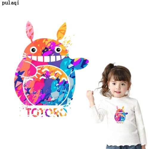 Pulaqi Hallowmas Cartoon Cat Badge Stickers Iron on Transfer for Clothes Heat Transfer Vinyl Applique Cute Unicorn Patch Stripes