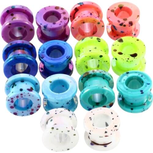 PAIR Colorful Ear Expander Acrylic Dot Screw Back Flesh Tunnel Hollow Ear Plug Gauges Stretcher Piercing Body Fashion Jewelry