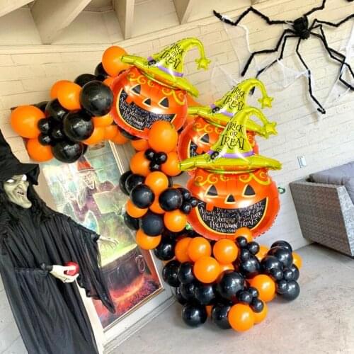 105Pcs Halloween Balloons Garland Kit Decor DIY Balloon Arch Kit Big Black Orange Latex Balloons Home Party Decoration Supplies