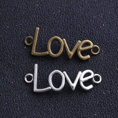 8PCS 15*40mm Two Color Metal Alloy Letter "LOVE" Jewelry Connectors Jewelry Making Bracele