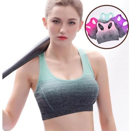 Sports Bra High Stretch Breathable Top Fitness Women Padded for Running Yoga Gym Seamless Crop Bra Gradient Sport Bra