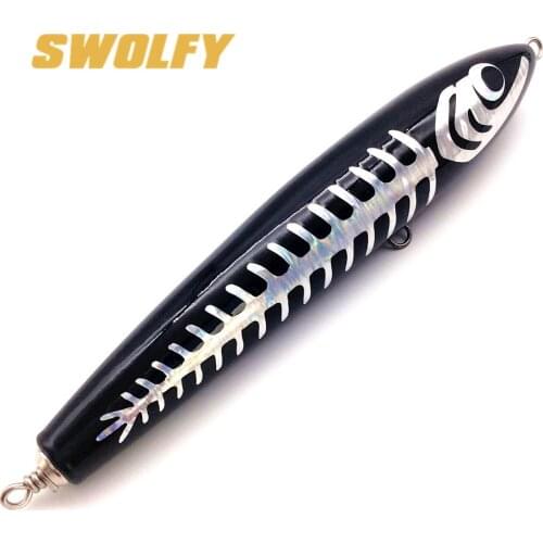 Swolfy 1pcs Topwater Wooden Stickbait 20cm 90g 22cm 120g Trolling Lure green Deep Sea Pencil Boat Fishing Artificial Bait Ocean