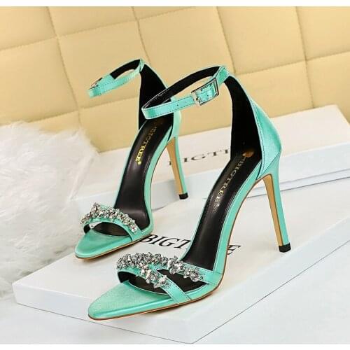Bigtree Shoes Woman Heels Crystal Bridal Wedding Shoes Ladies Silk Elegant High Heel Shoes Stiletto Women Pumps Female Sandals