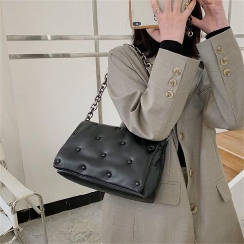 Womens Shoulder Bags 2020 Denim Quality Thick Metal Chain Shoulder Purses And Handbag Women Clutch Bags Ladies Hobo Bag Fashion