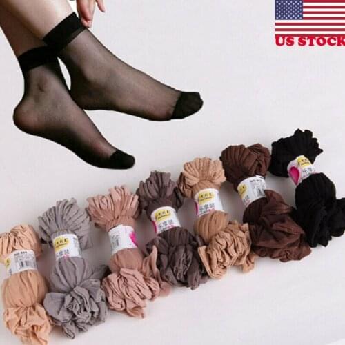 10 Pairs Women Nylon Elastic Short Ankle Sheer Stockings Silk Short Socks USA