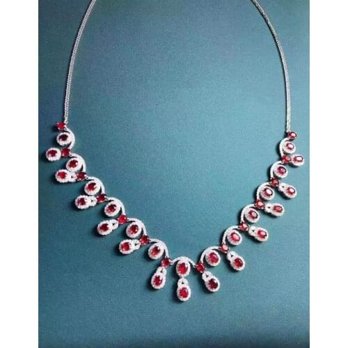 925 sterling silver silver necklace ruby pendant necklaces for women Vintage Ruby Pendants