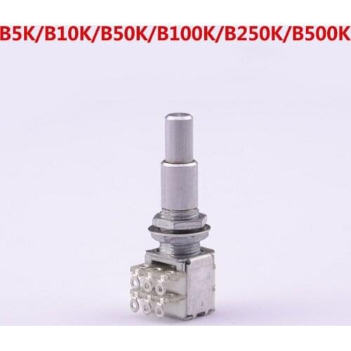 1 Piece GuitarFamily B5K/B10K/B50K/B100K/B250K/B500K Stacked Dual Concentric Potentiometer(POT) With Center Detent MADE IN KOREA