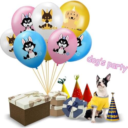 10pcs/set Dog Birthday Balloons Set Cartoon Dog Latex Balloon Pet Birthday Party Decorations Baby Shower Decoration Supplies