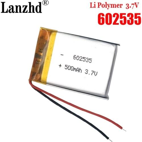 3.7V 35*25*6mm 500mah 602535 062535 Lithium Polymer li ion Rechargeable Battery For bluetooth headphone GPS tachograph car dvr