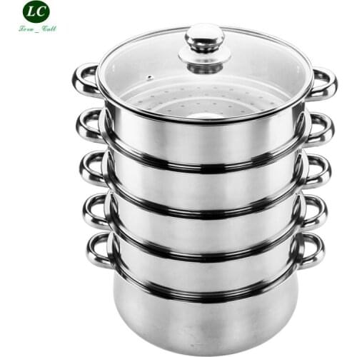 Cook Steamer Pot 45Litre Utensil of Kitchen stainless steel large size 5 layer Cooking Pot Steamed Food Casserole 40cm