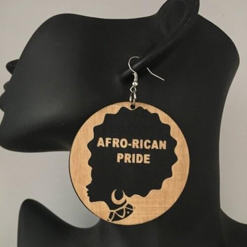 African Afro Pride Wooden Earrings