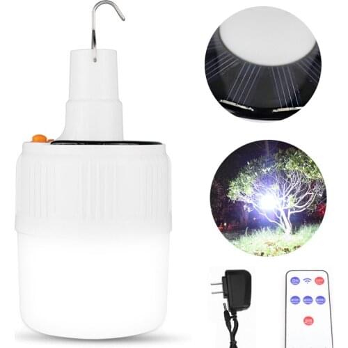 80/100W Camping Solar Light Rechargeable LED Bulb Waterproof Solar Portable Emergency LED Lamp Outdoor Night Garden Lighting