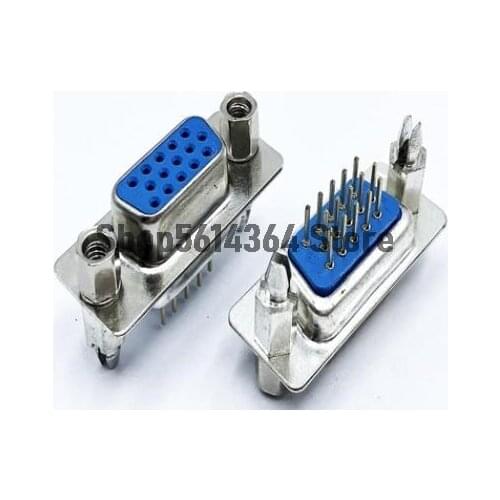 DB15 15 Pin 3 Row Male/femal Computer VGA Cable Connectors Adapter 2pcs