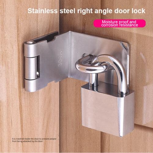 Door Hasp Latch 90 Degree Stainless Steel Safety Angle Locking Latch for Push Sliding Barn Door TB Sale