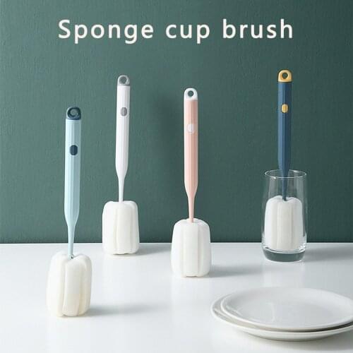 Sponge Brush With Handle Cup Cleaning Brush Decontamination Wineglass Bottle Coffe Glass Washing Sink Gap Brush Kitchen Tools