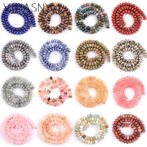 Natural Mineral Stone India Agates Lapis Lazuli Abacus Beads For Jewelry Making 4 6 8mm Rondelle Spacer Beads Diy Bracelets 15